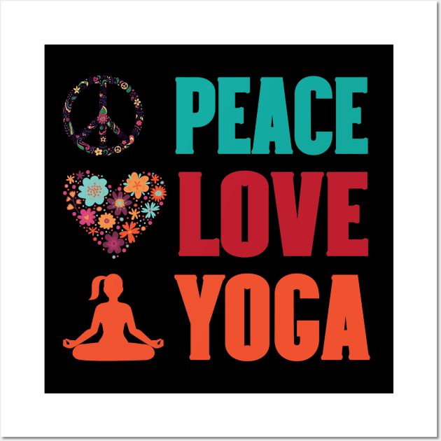 Peace love yoga Wall Art by safi$12